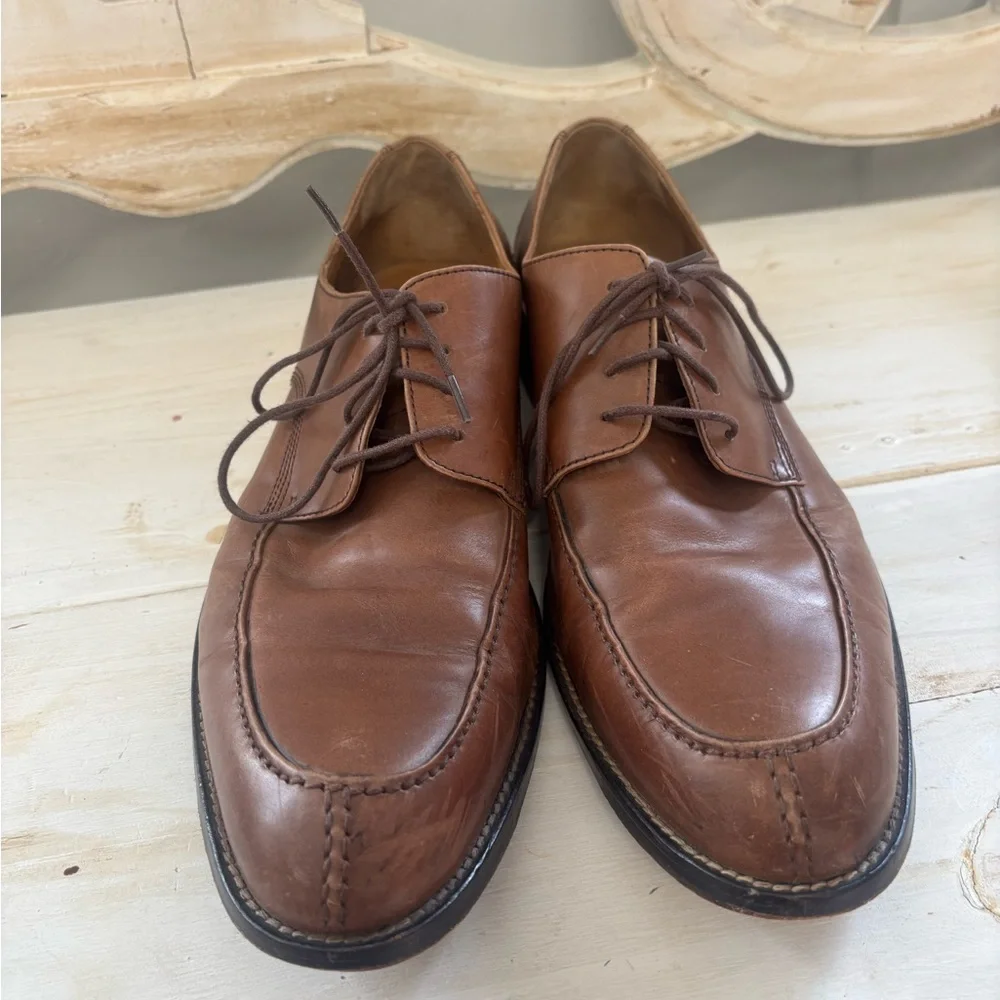 Men’s Johnston & Murphy Tan Leather Sheepskin Oxfords Dress Shoes Size 10 1/2‎